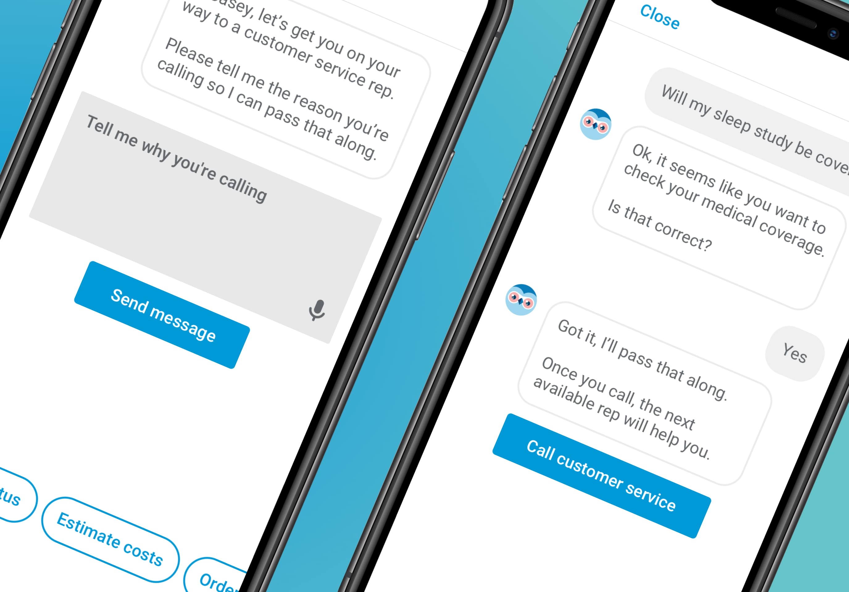 Premera chatbot interface showing conversation flow
